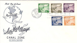 1958-U.S.A. Zona Del Canale Di Panama Posta Aerea S.5v."globo Ed Ala"su Fdc Illu - 1951-1960