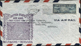1938-U.S.A. I^volo FAM 17 Baltimora-Bermuda Con Cachet Figurato - 1c. 1918-1940 Cartas & Documentos