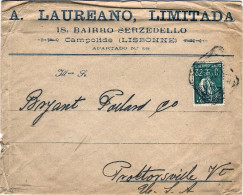 1925-Portogallo Lettera Diretta Negli Stati Uniti Affrancata 32c.verde Scuro Cer - Postmark Collection