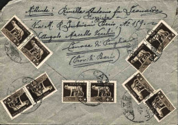 1930-busta Affrancata Al Verso Con Quattro Coppie+2 Singoli Del 5c.Imperiale - Poststempel