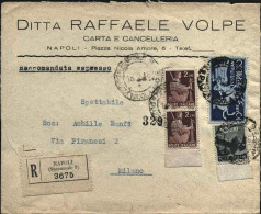 1946-lettera Raccomandata Affr. Coppia L.2+L.10 Democratica+espresso L.10 (valor - 1946-60: Marcophilia