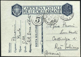 1940-cartolina Postale In Franchigia Per Le Forze Armate Cartiglio Grande,con Bo - Marcophilia