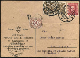 1928-Cecoslovacchia Cartolina Con Intestazione Pubblicitaria Affr. Due 20h.Picci - Poststempel