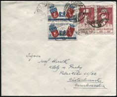 1959-lettera Per La Cecoslovacchia Affr. Con Coppia L.15 Gemellaggio Roma Parigi - 1946-60: Marcophilia