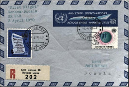 1970-Nazioni Unite Raccomandata Con Bollo I^volo Geneva Nations Unies-Douala (Ca - Autres & Non Classés