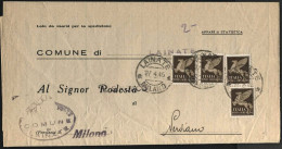 1946-piego Tariffa Stampe Tra Sindaci Espletata Con Quattro Posta Aerea 50c.Pega - 1946-60: Marcophilia