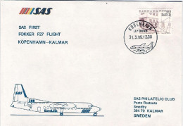 1985-Svezia I^volo SAS Kopenhamn-Kalmar,al Verso Bollo D'arrivo - Lettres & Documents