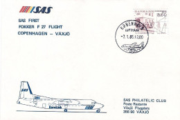 1985-Danimarca I^volo SAS Copenhagen-Vaxjo,al Verso Bollo D'arrivo - Luftpost