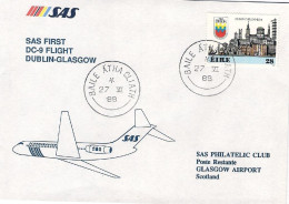 1988-Irlanda I^volo SAS Dublino-Glasgow,al Verso Bollo D'arrivo - Storia Postale