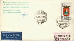 1964-Spagna Iberia I^volo Palma Di Maiorca Milano Del 2 Giugno - Storia Postale