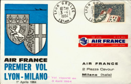 1964-France Francia I^volo Air France Lione Milano Del 1 Aprile (volo Rimandato  - 1961-....