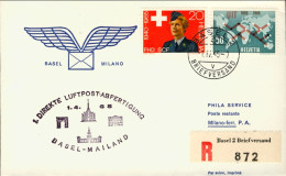 1965-Svizzera Per Raccomandata I^volo Basilea Milano Del 1 Aprile - Andere & Zonder Classificatie