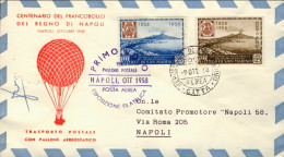 1958-San Marino I^volo Per Pallone Aerostatico Affr. S.2v."francobolli Regno Di  - Poste Aérienne