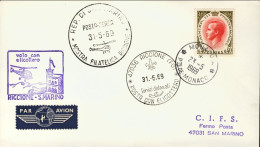 1969-Monaco Volo Con Elicottero Riccione San Marino Del 31 Maggio - Postmarks