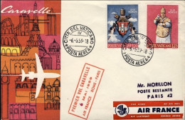 Vaticano-1959 Cat.Pellegrini N.947 Euro 75, I^volo Per Caravelle Air France Roma - Airmail