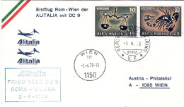 1970-San Marino Aerogramma I^volo Alitalia Roma Vienna Del 2 Aprile - Luchtpost