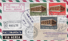 Vaticano-1969 Raccomandata I^volo Con DC 8 Roma Jeddah Del 4 Giugno - Airmail