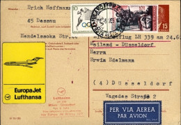 1965-Germania DDR I^volo Milano Dusseldorf Del 24 Giugno I Collegamento Diretto  - Storia Postale