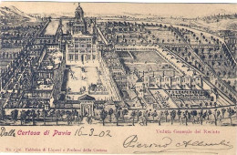 1902-cartolina Certosa Di Pavia Veduta Generale Del Recinto Viaggiata - Pavia
