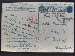 1944-Cartolina Postale, Feldpost Manoscritto 56220, Per Mantova - Guerre 1939-45