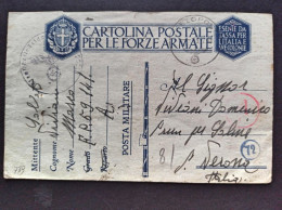 1943-Cartolina Postale, Feldpost Manoscritto 59141 A, Per Verona - Guerre 1939-45