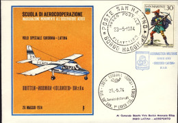 1974-San Marino Aerogramma Scuola Di Aereocooperazione Inaugurazione Monumento A - Airmail