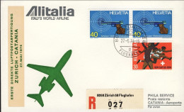 1974-Svizzera Raccomandata I^volo DC9 Alitalia Zurigo Catania Del 27 Maggio - Andere & Zonder Classificatie