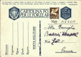 1941-cartolina Postale Per Le Forze Armate Con Affrancatura Aggiunta Posta Aerea - Marcophilie