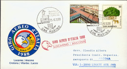 1988-San Marino Giro Aereo Internazionale D'Italia Locarno Ancona - Airmail