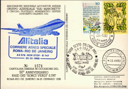 Vaticano-1988 Cartolina Emessa In Occasione Del 50^ Anniversario Raid Dei Sorci  - Airmail