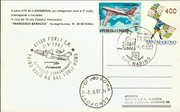 1987-San Marino Aerogramma ATR 42 Di Avianova I^volo RD 641 Forlì Roma Del 7 Set - Airmail