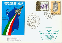 Vaticano-1987  Vent'anni DI^volo Dell'aereo Club Di SassarI^volo Celebrativo Alg - Poste Aérienne