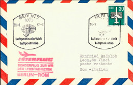 1987-Germania Interflug Sonderflug Zur Wir Der Leichtathleten Berlino Roma Del 2 - Covers & Documents