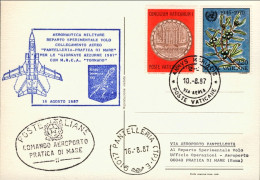 Vaticano-1987 Cartolina Aeronautica Militare Giornate Azzurre Volo Collegamento  - Luftpost