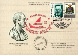 1987-San Marino Aerogramma I^volo Aliblu BQ 110 Napoli Brindisi (30 Pezzi Traspo - Airmail