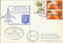 1987-San Marino Aerogramma Cartolina Aeronautica Militare Giornate Azzurre Volo  - Luftpost