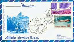 1987-San Marino Aerogramma I^volo Aliblu BQ 202 Napoli Marsiglia Del 16 Giugno ( - Poste Aérienne