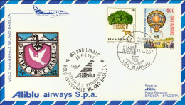 1987-San Marino Aerogramma I^volo Aliblu AZ 1414 Milano Basilea Del 16 Giugno, N - Airmail