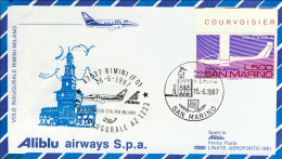 1987-San Marino Aerogramma I^volo Aliblu AZ 1223 Rimini Milano Del 16 Giugno (38 - Airmail