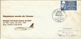 1987-France Francia Apertura Scalo Di Catania I^volo Air France Parigi Catania D - Briefe U. Dokumente