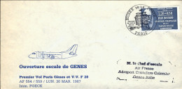 1987-France Francia Apertura Scalo Di Genova I^volo Air France Parigi Genova Del - Lettres & Documents