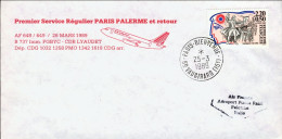 1989-France Francia I^volo Parigi Palermo Del 25 Marzo - Storia Postale