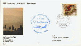 1989-Germania Cartolina Illustrata I^volo Lufthansa LH 5482 Francoforte Forlì De - Andere & Zonder Classificatie