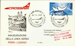 1989-inaugurazione Linea Aerea Crossair Roma Lugano Del 30 Ottobre - 1981-90: Marcophilia