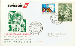 Vaticano-1989  I^volo Swissair Bergamo Ginevra Del Primo Maggio - Aéreo