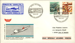 1989-Svizzera Cartolina Inaugurazione Aeroporto Doganale Locarno,volo Speciale L - Autres & Non Classés