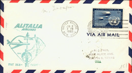 1960-Nazioni Unite I^volo Alitalia New York Roma Del 2 Giugno - Sonstige & Ohne Zuordnung