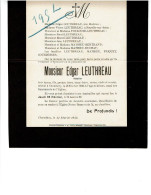 73 CHAMBERY Faire-part De Décés DU 13/021933 Edgar LEUTHREAU    262 - Obituary Notices