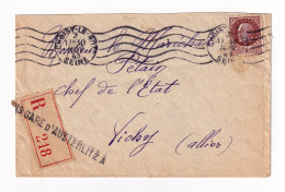 Lettre 1943 Adressé Au Maréchal Pétain Chef De L'Etat Vichy Allier Recommandée Paris Gare D'Austerlitz Choisy Le Roi - 1941-42 Pétain