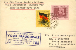 1959-Germania DDR I^volo Boeing 707 Roma Parigi (New York) Del 4 Dicembre, Catal - Storia Postale